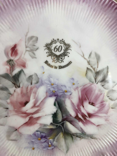 Prato Pintado À Mão Bodas De Diamante 60 Anos 21cm