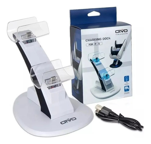 Base Carregador Dock Station Dualsense Para Ps5 2 Controle Cor Branco 240v