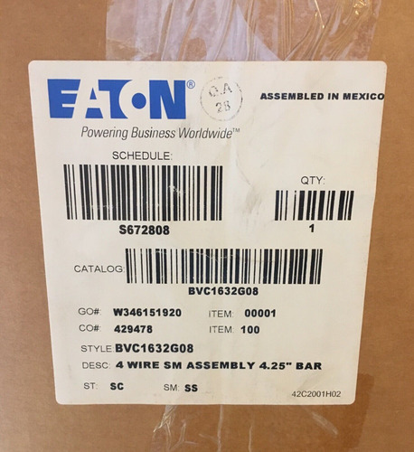 Eaton 4 Wire Sm Assembly 4.25 Bar - Style Bvc1632g08 Ccfx