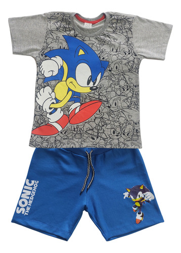 Conjunto Infantil Camiseta Bermuda Sonic