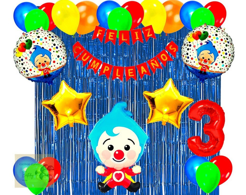 Combo Globos De Cumpleaños Payaso Plin Plin Kit Completo