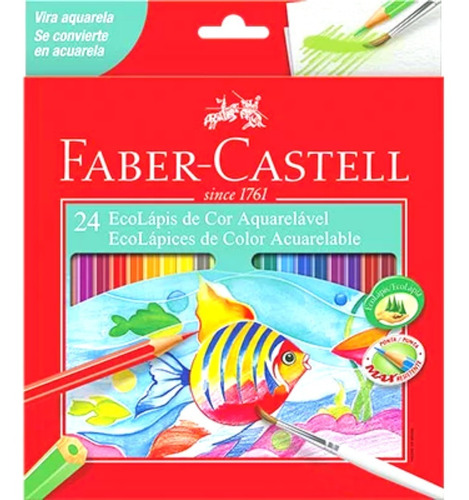 Imagem 1 de 4 de Lápis De Cor Aquarelavel Faber Castell 24 Cores Ecolapis