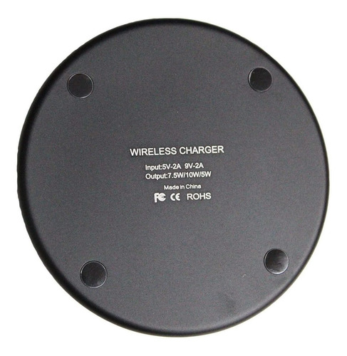Cargador Inalambrico Qi Standard Fast Charger Negro