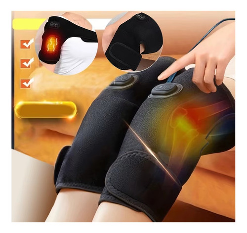 Hombrera Masajeador Calefactable Ajustable Vibración Negro