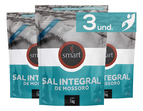 Kit 3 Sal Marinho de Mossoró Fino Smart 1kg