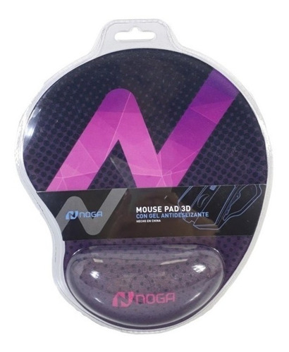 Mouse Pad Apoya Muñeca Con Gel Antideslizante Tela Noga 3d E Color Violeta con Negro