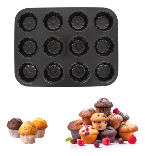 Molde Antiadherente Para 12 Cupcakes Muffins Cocina