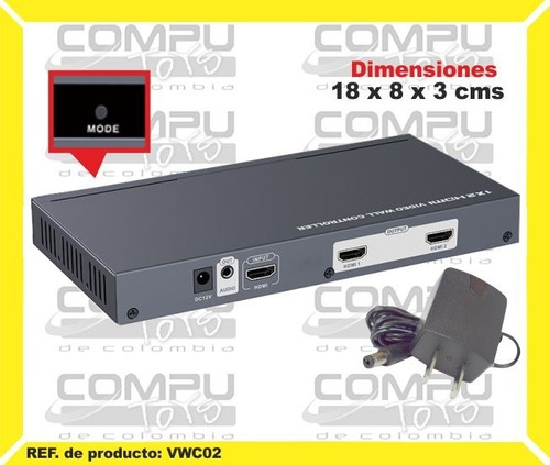 Matriz Videowall 2 Tv En Una Imagen Ref: Vwc02 Computoys Sas