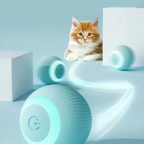 Bola de juguete electrónica interactiva para gatos Promo, recargable, color azul
