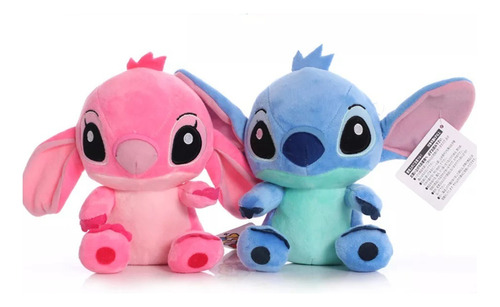 Set 2 Peluches Lilo Stitch Y Angel 20 Cm Pack Juguetes Niños