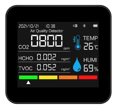 Monitor De Calidad Del Aire 9 En 1 Bt, Medidor De Co2, Dióxi