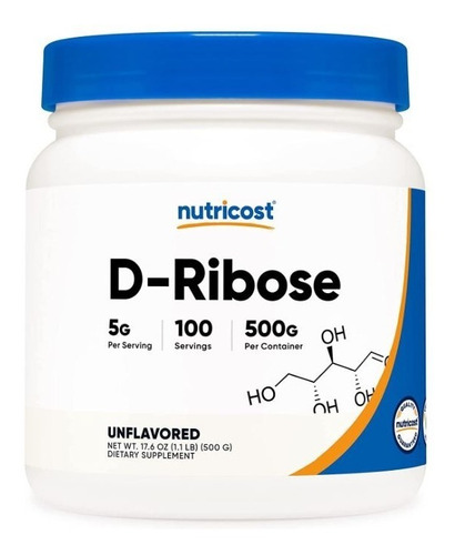 Original Nutricost D-ribosa Polvo 5gr, 100 Ser, 500 Gr