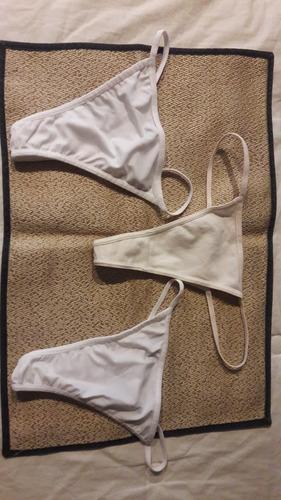 Bombachas/tangas Algodon Basicas Talle S 2 Blancas,1 Beige