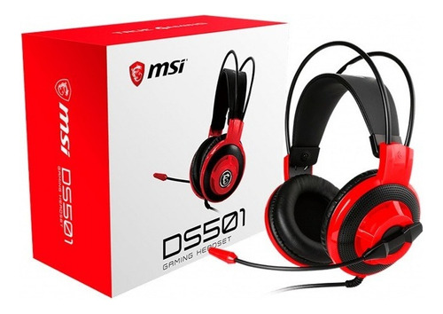 Auriculares Msi Ds501 Con Micrófono Pc Ps4 Ps5 Xbox Nintendo Color Negro/Rojo