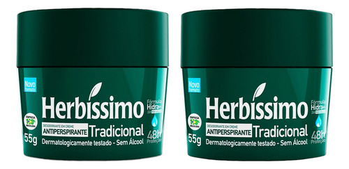Kit Com 2 Desodorantes Em Creme Tradicional Herbíssimo - 55