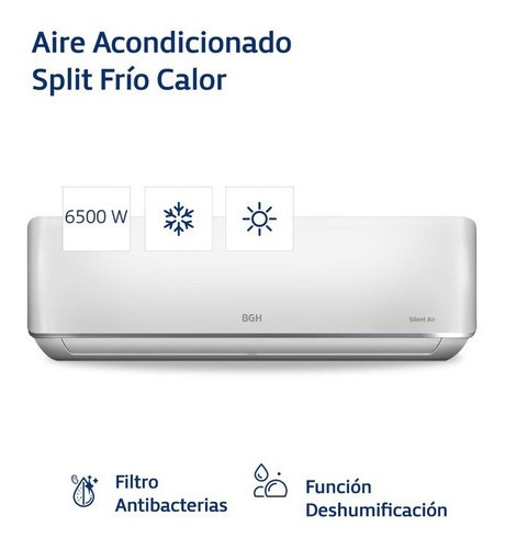 Aire acondicionado BGH Silent Air split frío/calor 5500 frigorías blanco 220V BS65WCCR