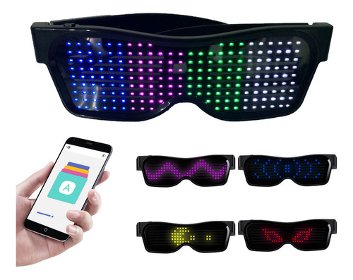 Gafas Led Con Mensajes De Luz Led Coloridos, Modo De Brillo,