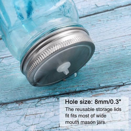 Gv Tapa Con Orificio Para Popote Para Tarro Mason Jar 90mm