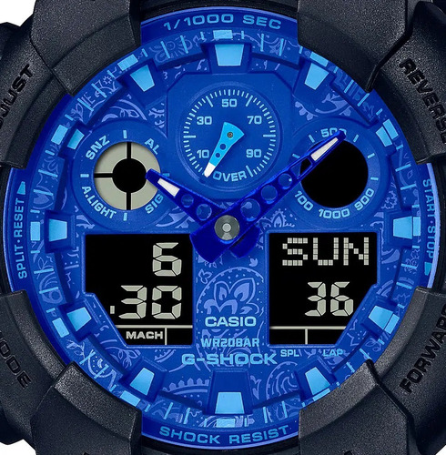 Imagen 5 de 7 de Reloj Casio G-shock Youth Serie Paisley Blue Ga-100bp-1acr