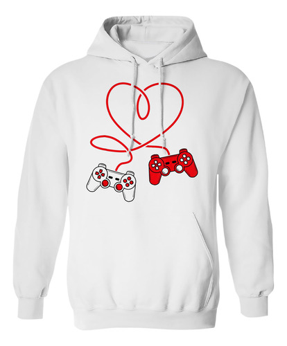 Sudadera Con Gorro Control Gamer Videojuego Enlazados Amor