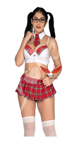 Imagen 2 de 4 de Lencería Disfraz De Colegiala 2 Colores + Regalo