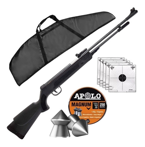 Imagen 1 de 10 de Rifle Aire Comprimido 5,5 Mm B3-3 Funda Balines Blancos