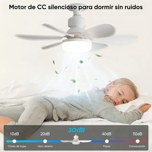 Lámpara De Ventilador Luz Led, E26/e27 Ventiladores De Techo Con Control Remoto, 30w Luz De Ventilador Con Foco Led, 52cmLámpara De Ventilador Luz Led, E26/e27 Ventiladores De Techo Con Control Remoto