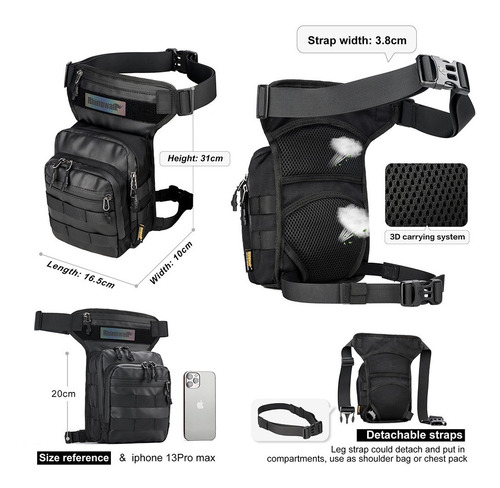 Imagen 3 de 10 de Bolsa Para Pierna Motociclista Mochila Impermeable Rhinowalk
