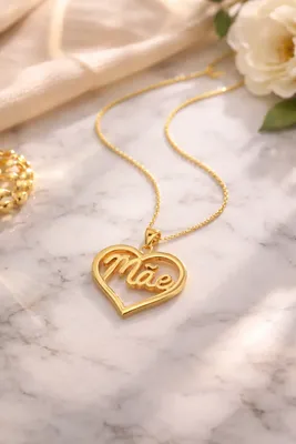 Colar Coração De Mãe Vazado Presente Luxo Folheado Ouro 18k Dourado