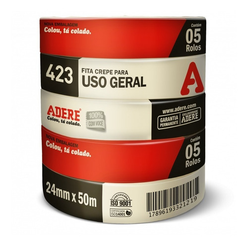 Imagem 3 de 3 de Caixa Com 60 Fita Crepe Uso Geral 24x50 423 Adere