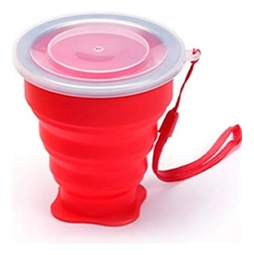 6 Vaso Silicona Plegable Con Tapa Y Correa Portátil Colores Color / 6 piezas