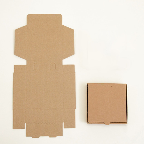 Imagen 7 de 7 de 100 Cajas Para Pizza 14x14x5cms Carton Microcorrugado Kraft