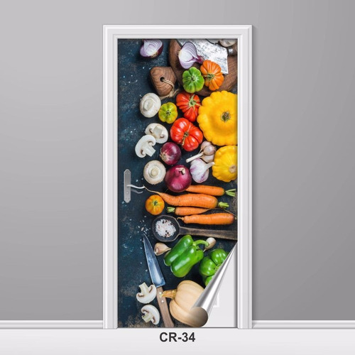 Imagem 1 de 6 de Adesivo Para Porta Legumes Alimentos Restaurante Cr-34