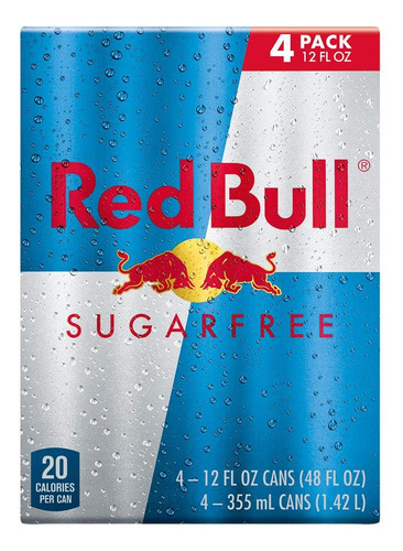 Red Bull Energy Drink Sin Azúcar, Sin Azúcar, 12 Onzas Líqui