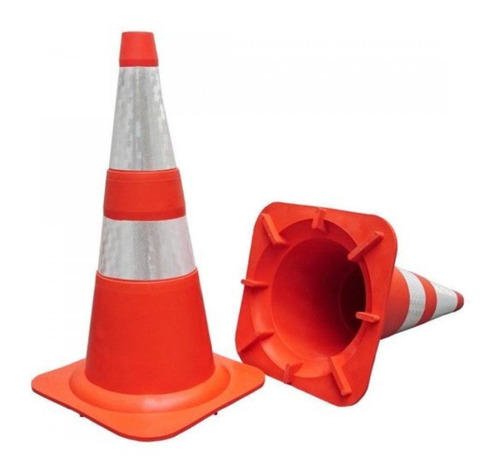 Kit 5 Cone Flexível 75cm Lar. Com Refletivo Norma Nbr 15 071