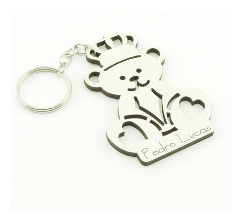 50 Chaveiros Personalizado Branco Infantil Urso Coroa