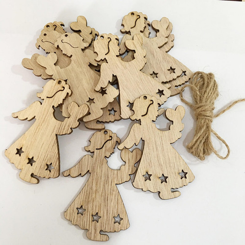 4 Paquete De 2-6 10x Rebanadas De Madera Navideñas Ángel