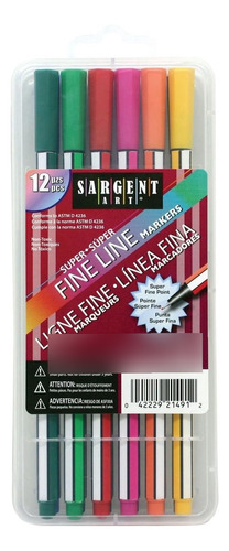 Marcadores Línea Sargent Art 12, Estuche Plástico Incluido,