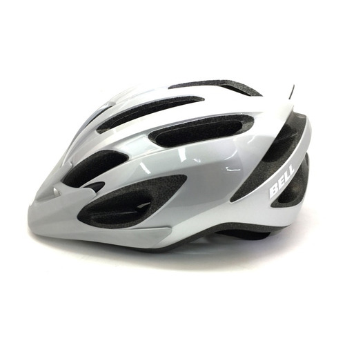 Casco Ciclismo Bell Crest Bicicleta Mtb Ruta Universal Mold Color Plateado C/ Blanco Talle Universal (54-61 Cm)