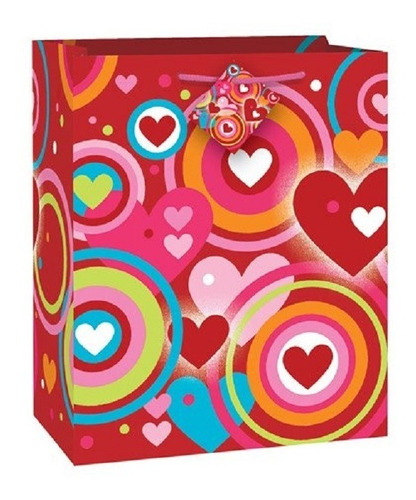 Bolsa De Regalo Corazones Multicolor Grande