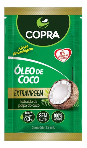 Óleo De Coco Copra Extra Virgem Sachê 15 Ml C/ 03 Un Wxz