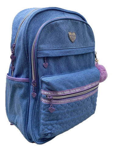 Mochila Feminina Notebook Kika Com Chaveiro Kk24m25 Cor Azul-roxo