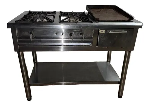 Estufa Industrial Cocina 2 Quemadores A Gas Con Plancha Rest (Usado)
