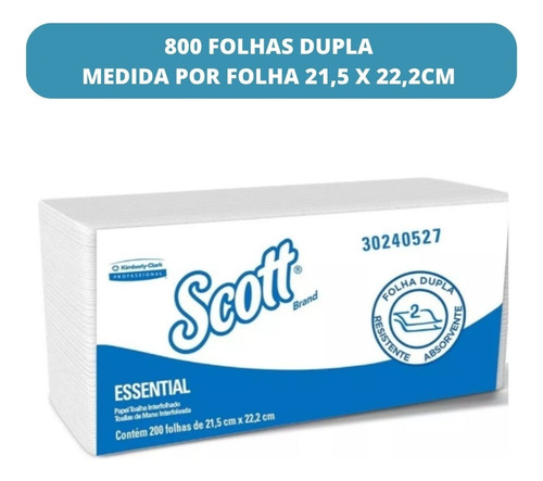 Papel Toalha Interfolha Folha Dupla Kleenex 800fls