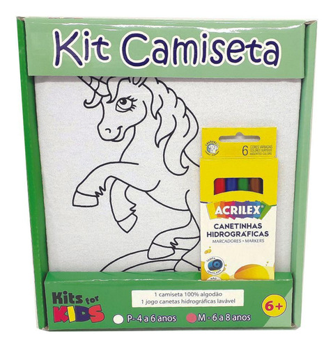 Kit Pintura Em Camiseta Unicórnio Tamanho P De 4 A 6 Anos