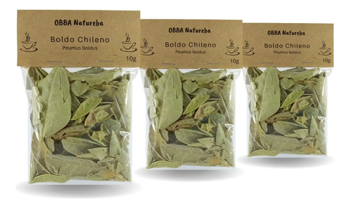 Ervas Para Chá Boldo Chileno Em Folhas Natural 30 G Pacote X 3