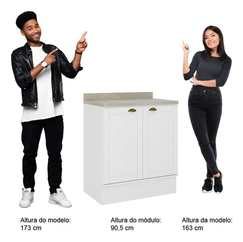 Balcão Milla Mdf 2 portas branco 80cm Carraro