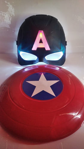 Combo Capitán América Avengers Máscara Escudo Muñeco Y Reloj