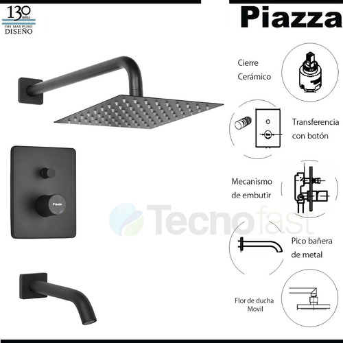 Grifería Piazza Lounge Negro Combo Ducha + Lavatorio + Bidet