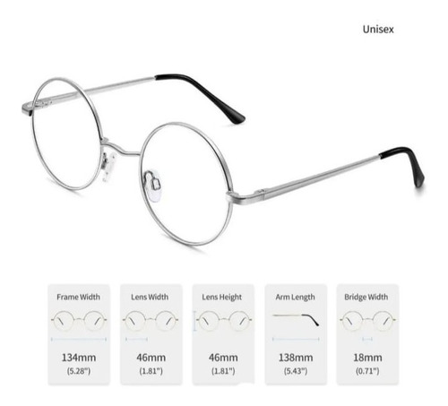 Lentes Redondos Tipo Harry Potter Unisex Para Hombre Y Mujer